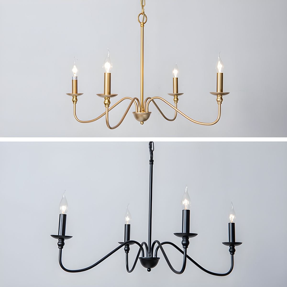 Orielissa Chandelier Gold Candle Curved Arms