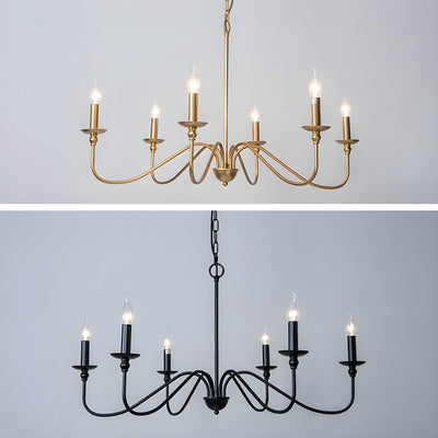 Orielissa Chandelier Gold Candle Curved Arms