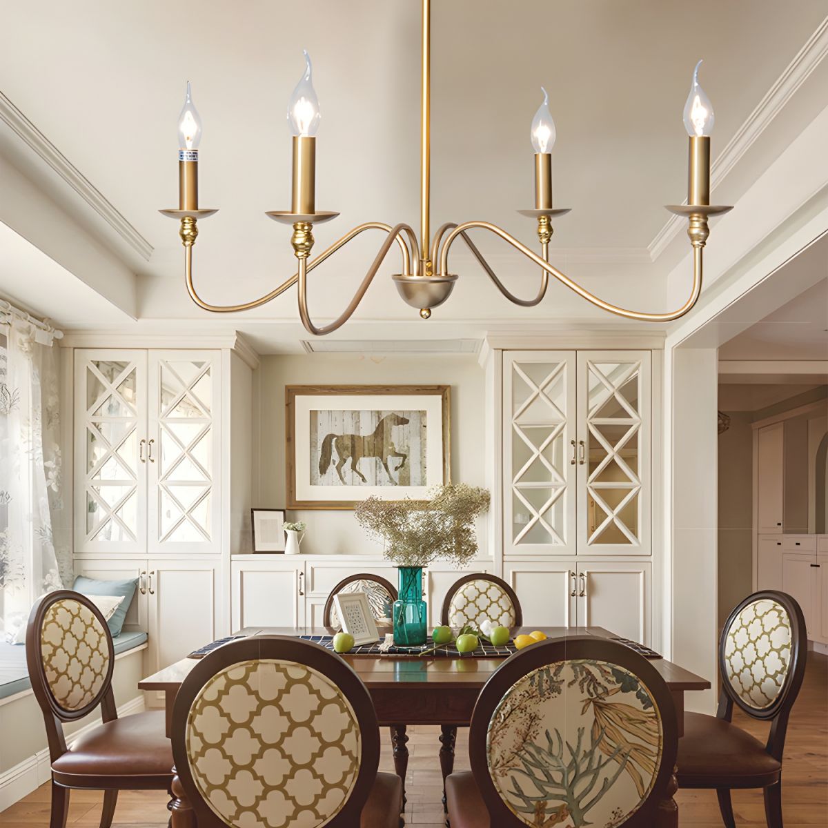 Orielissa Chandelier Gold Candle Curved Arms