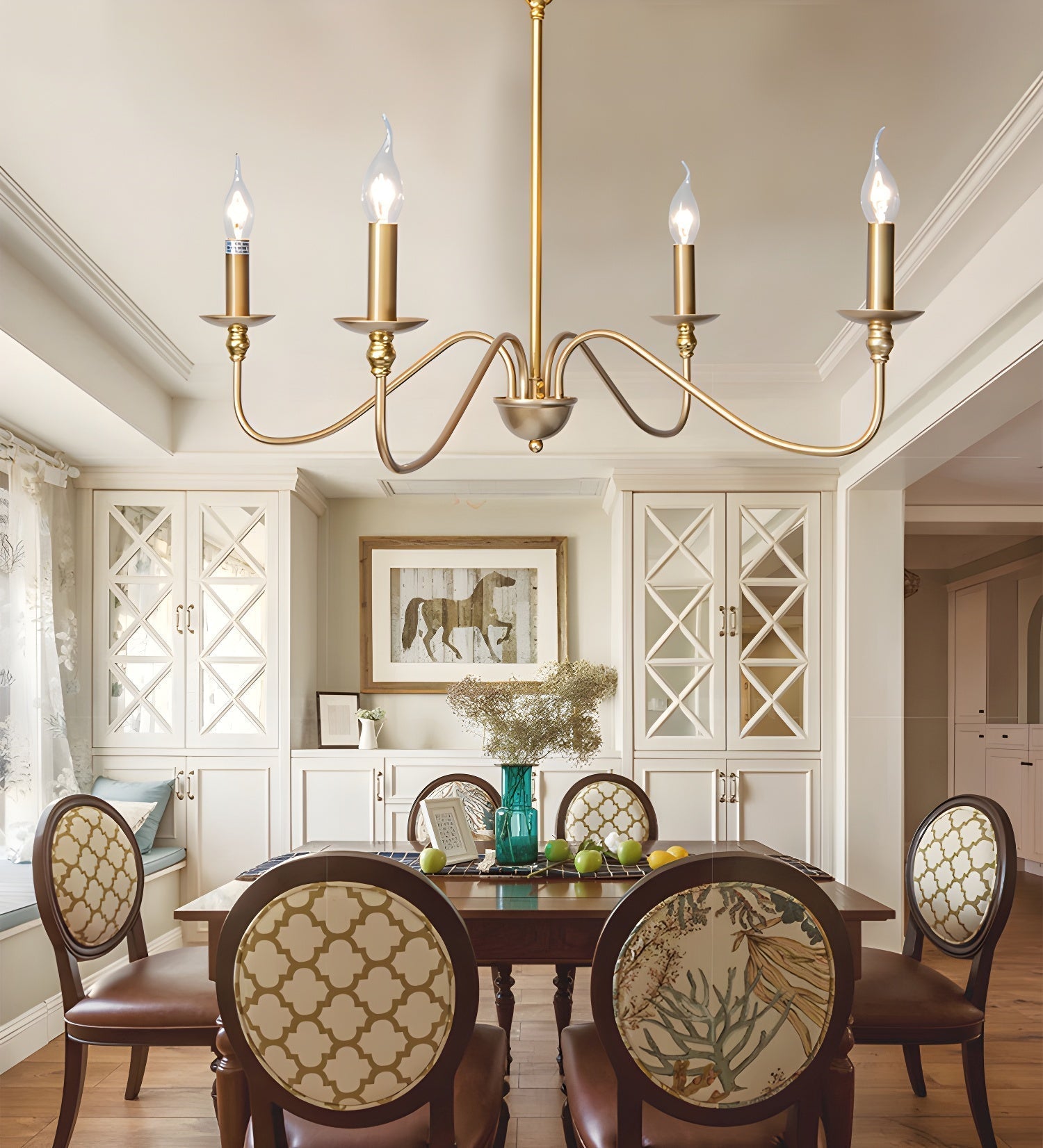 Orielissa Chandelier Gold Candle Curved Arms