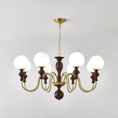 Indris Chandelier Wood & Brass Timeless Globe