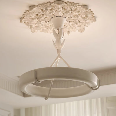 Eixor Chandelier Plaster White Floral Shape Minimalist