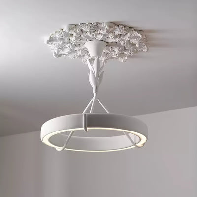 Eixor Chandelier Plaster White Floral Shape Minimalist