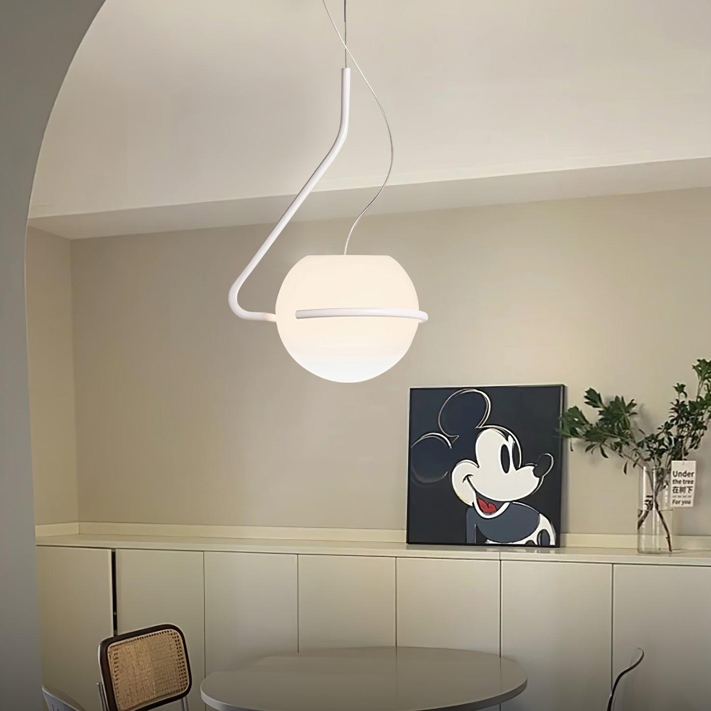 Circular Minimalist Glass Pendant Lamp - Neutral Decor