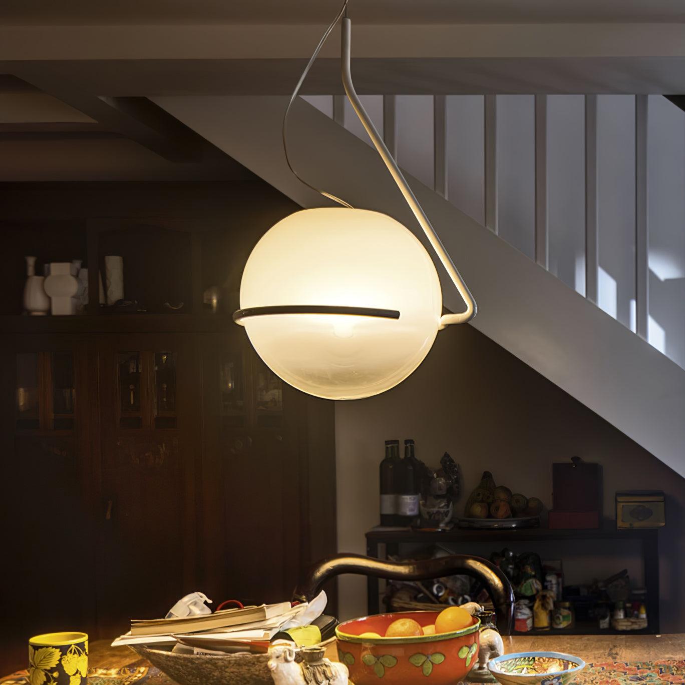 Circular Minimalist Glass Pendant Lamp - Neutral Decor
