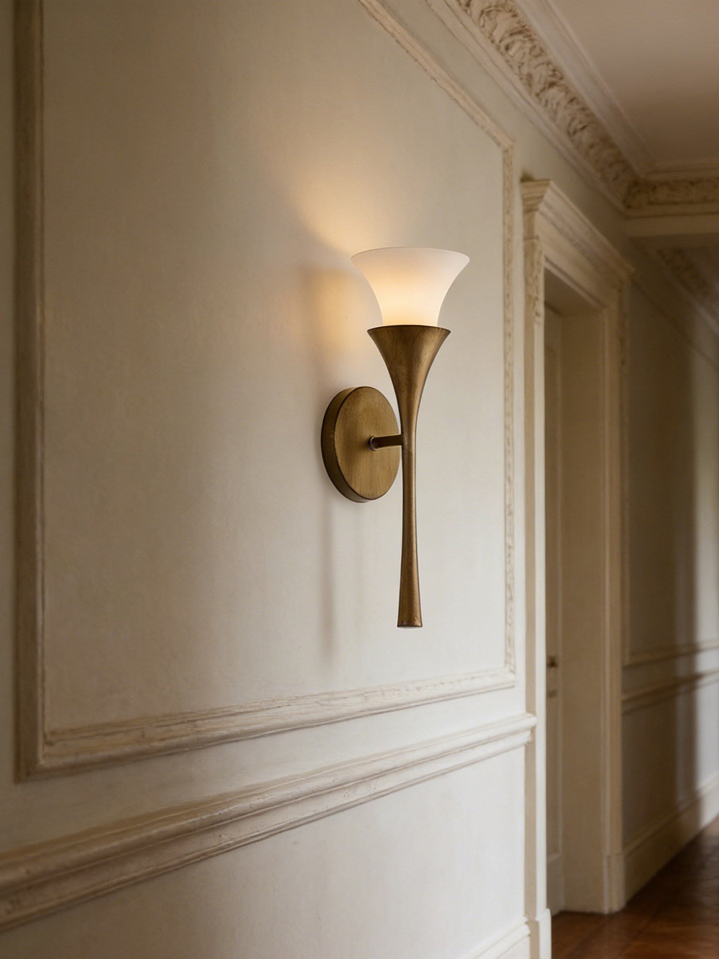 Solalette Brass Double Cone Wall Sconce