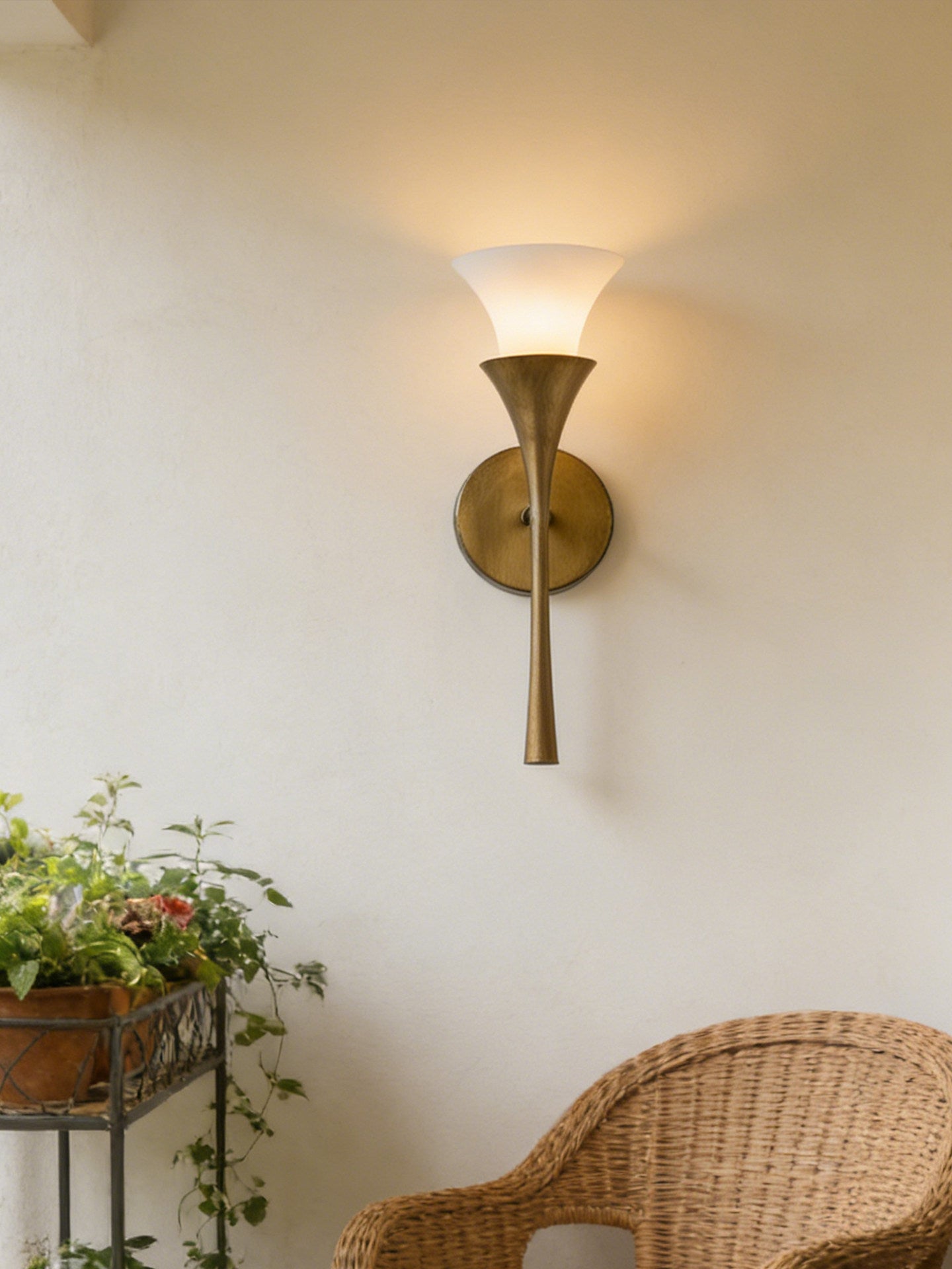 Solalette Brass Double Cone Wall Sconce