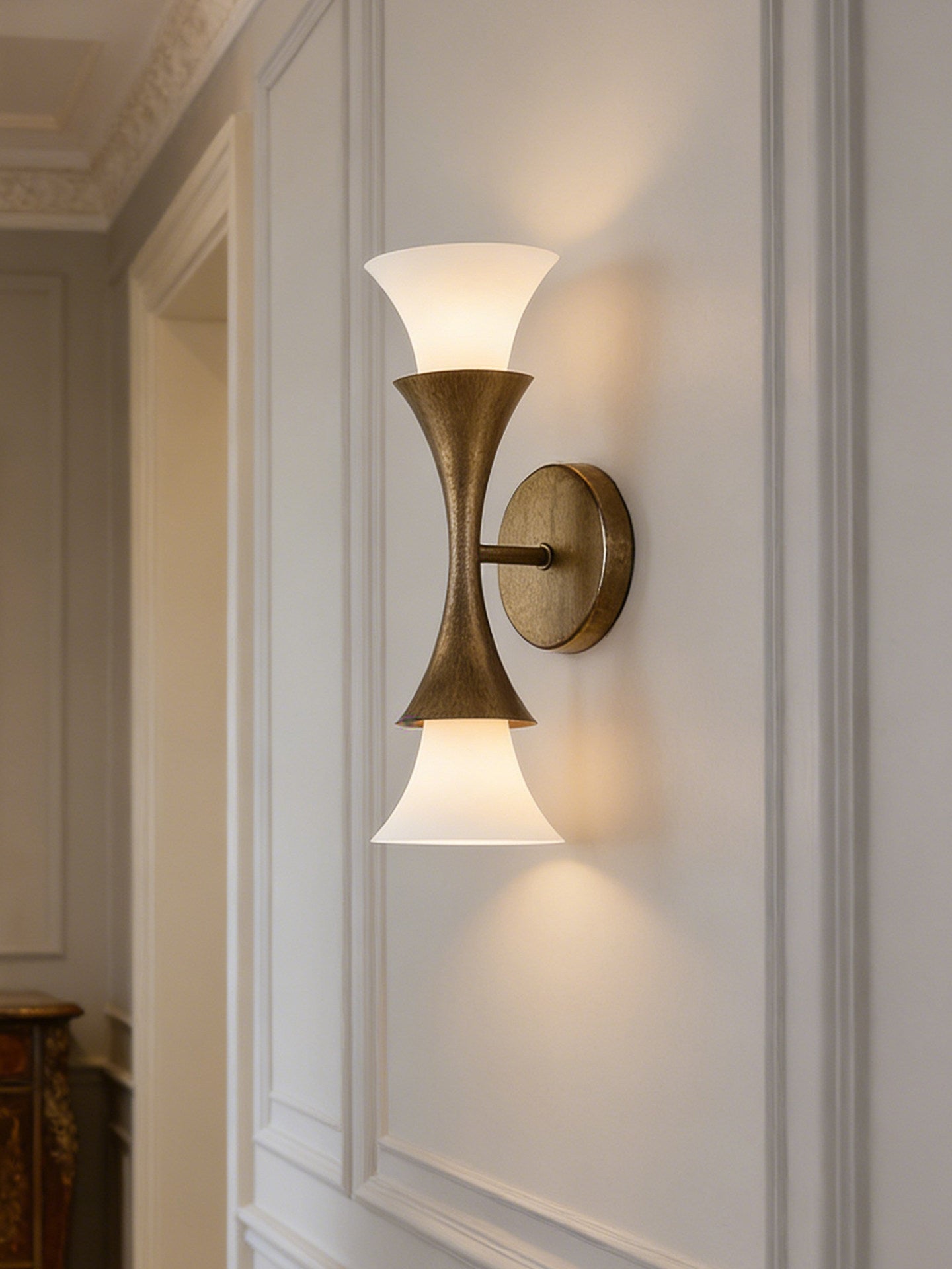 Solalette Brass Double Cone Wall Sconce