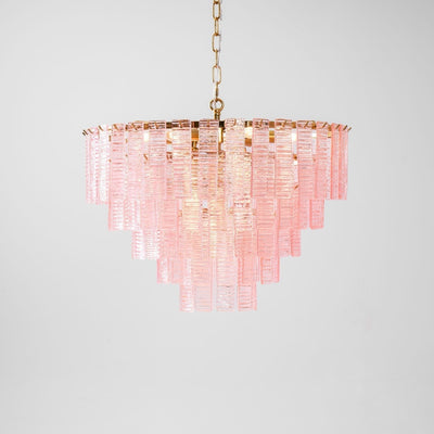 Lioririan Chandelier Pink Murano Glass Layered Vintage Luxury