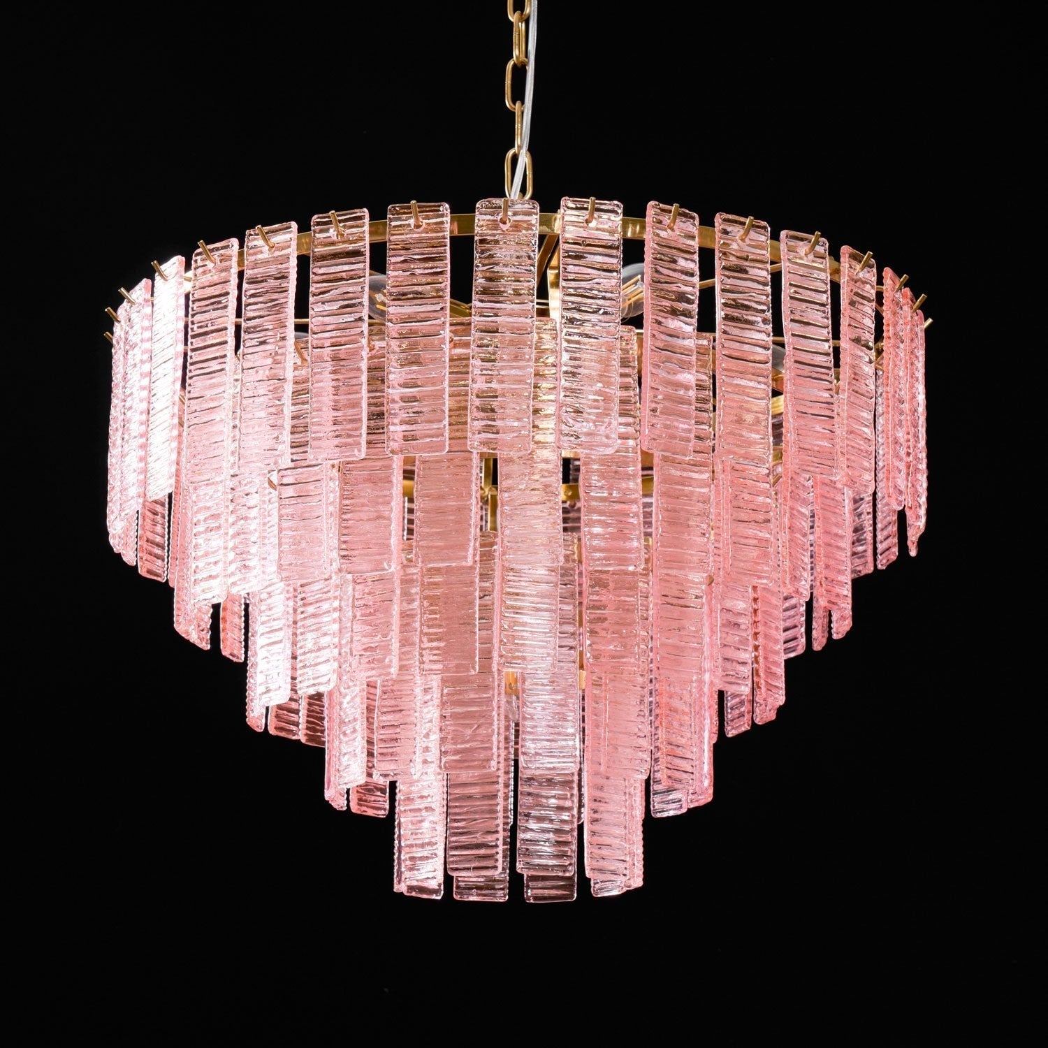 Lioririan Chandelier Pink Murano Glass Layered Vintage Luxury