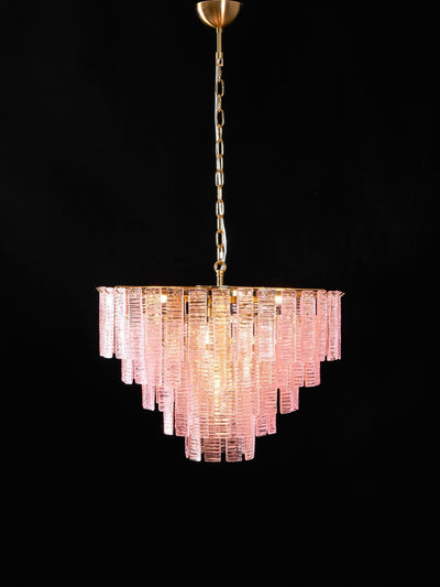 Lioririan Chandelier Pink Murano Glass Layered Vintage Luxury