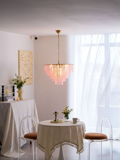 Lioririan Chandelier Pink Murano Glass Layered Vintage Luxury