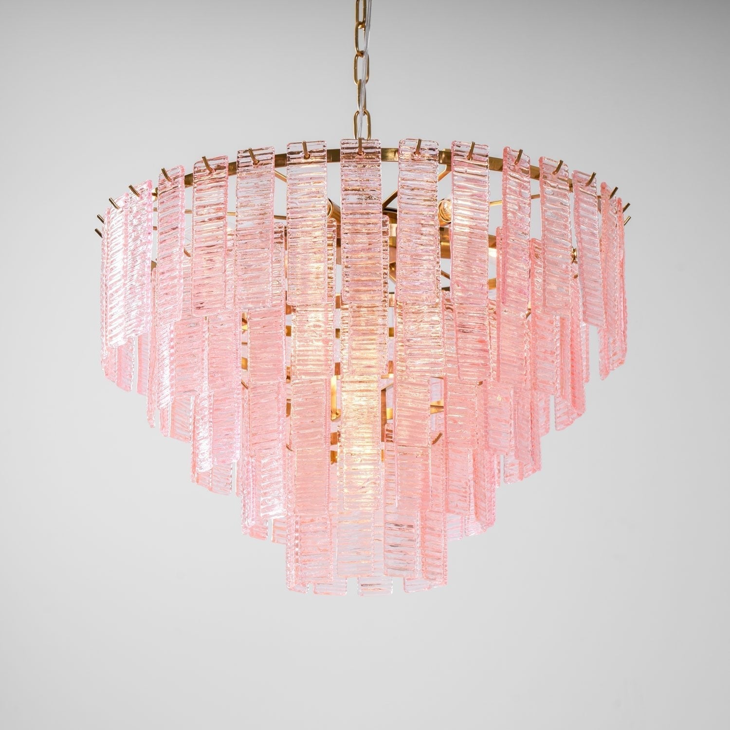 Lioririan Chandelier Pink Murano Glass Layered Vintage Luxury