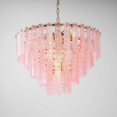 Lioririan Chandelier Pink Murano Glass Layered Vintage Luxury