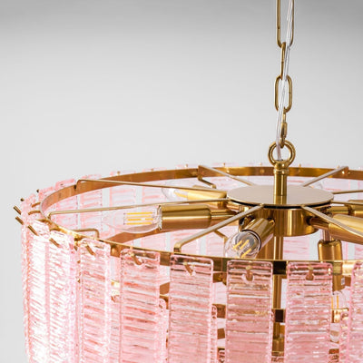 Lioririan Chandelier Pink Murano Glass Layered Vintage Luxury