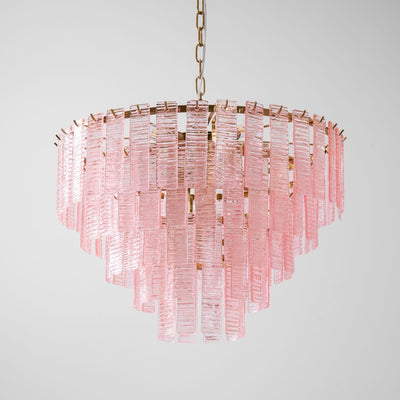 Lioririan Chandelier Pink Murano Glass Layered Vintage Luxury