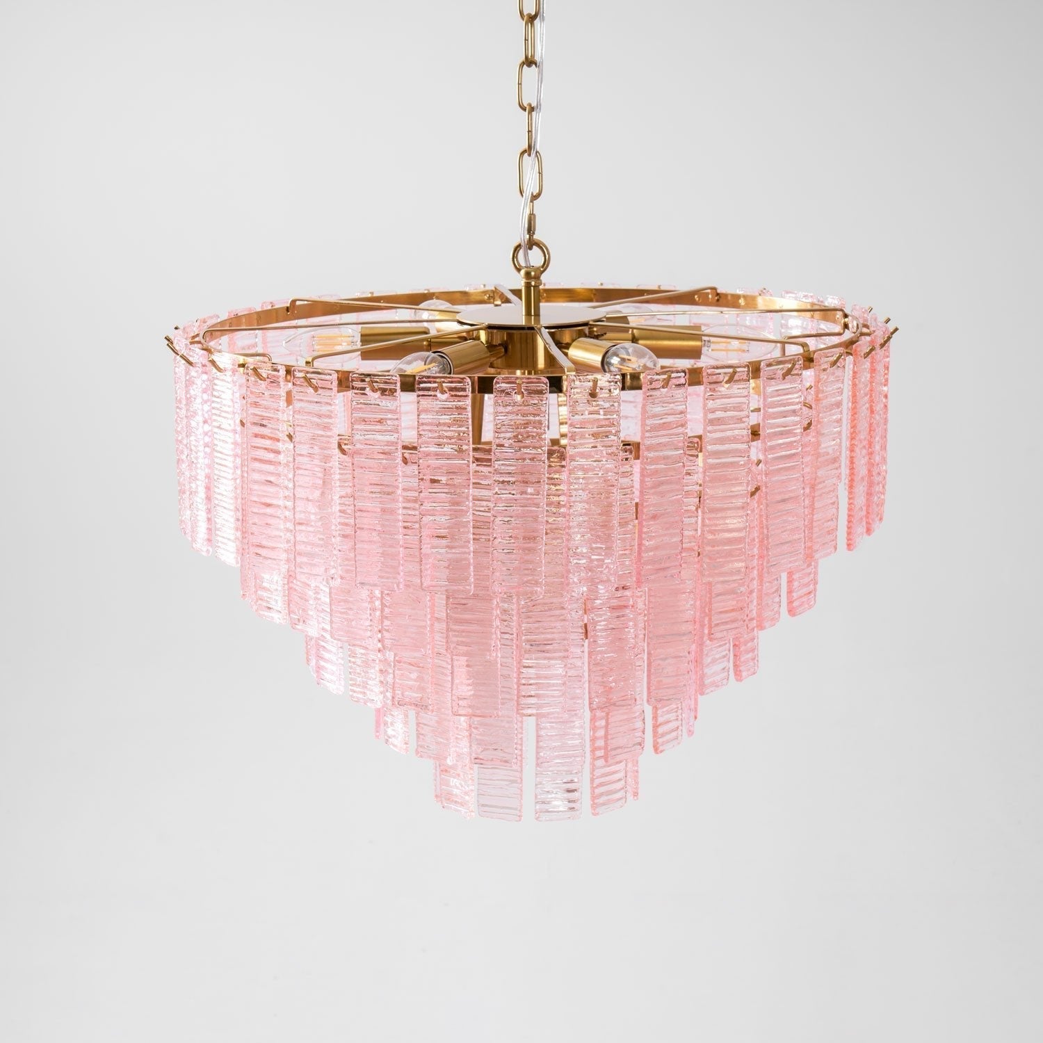 Lioririan Chandelier Pink Murano Glass Layered Vintage Luxury