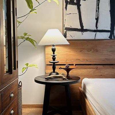 Halenir Wood Fabric Table Lamp