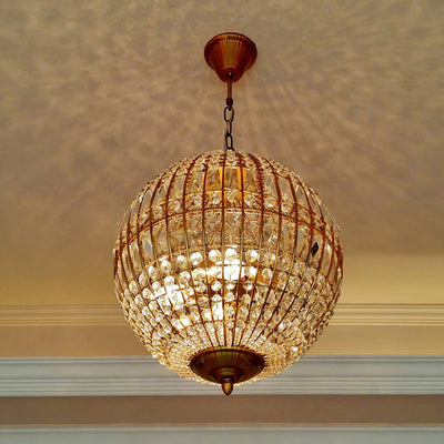 Elyinissa Chandelier Gold Globe Crystal Vintage