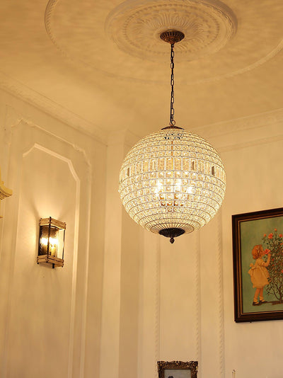 Elyinissa Chandelier Gold Globe Crystal Vintage