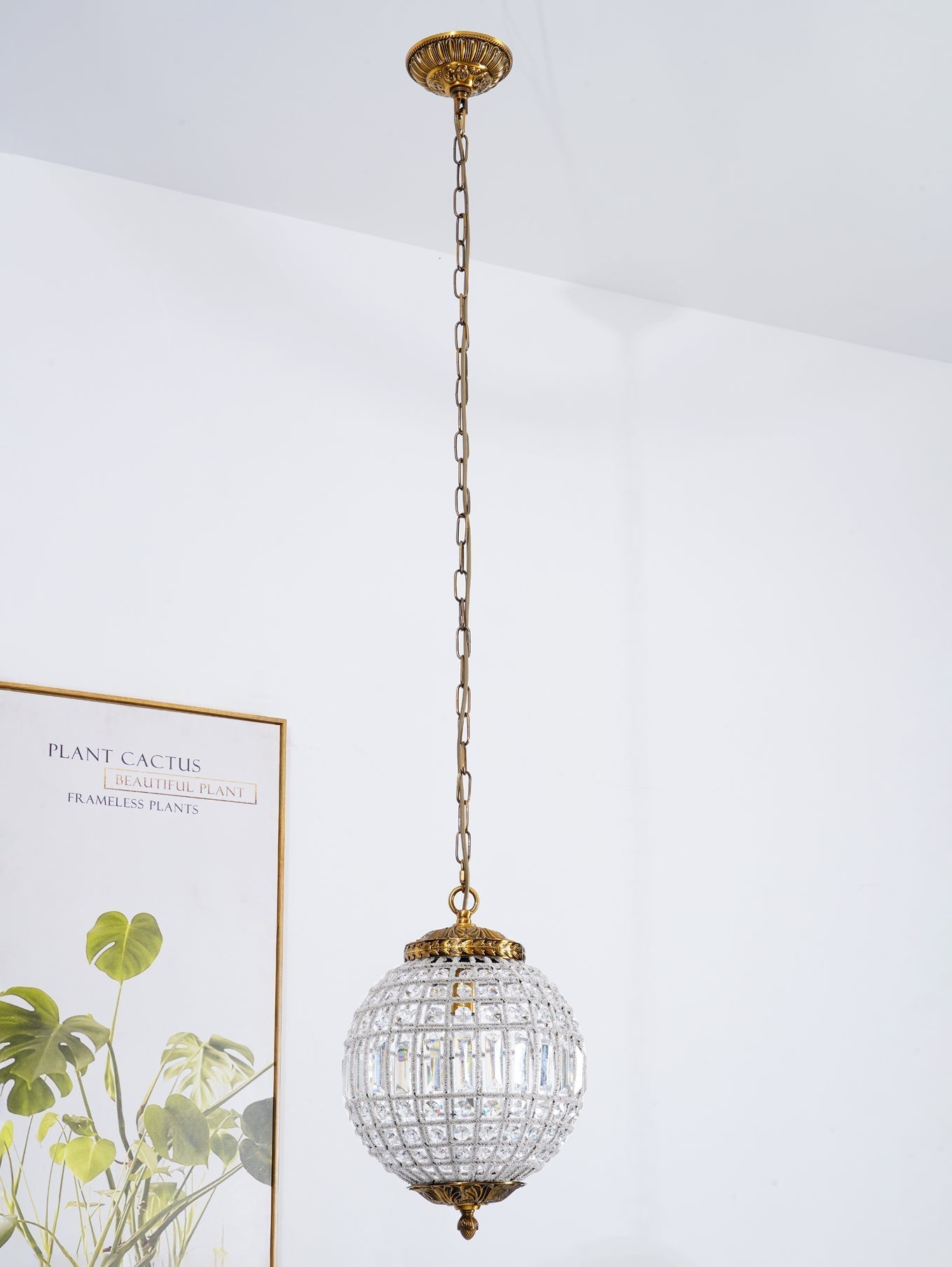 Elyinissa Chandelier Gold Globe Crystal Vintage