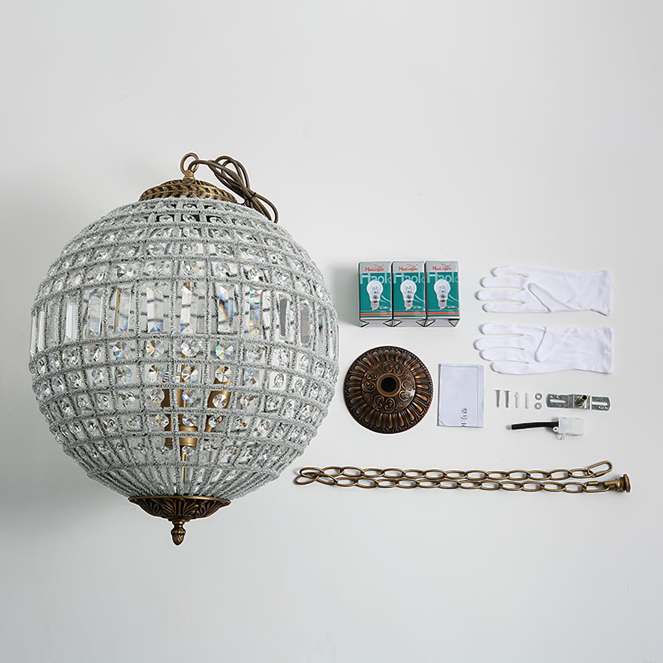 Elyinissa Chandelier Gold Globe Crystal Vintage