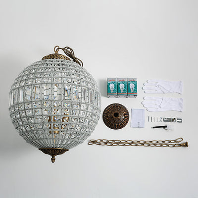 Elyinissa Chandelier Gold Globe Crystal Vintage