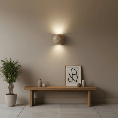 Travian Travertine Globe Wall Sconce