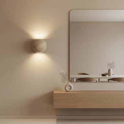 Travian Travertine Globe Wall Sconce