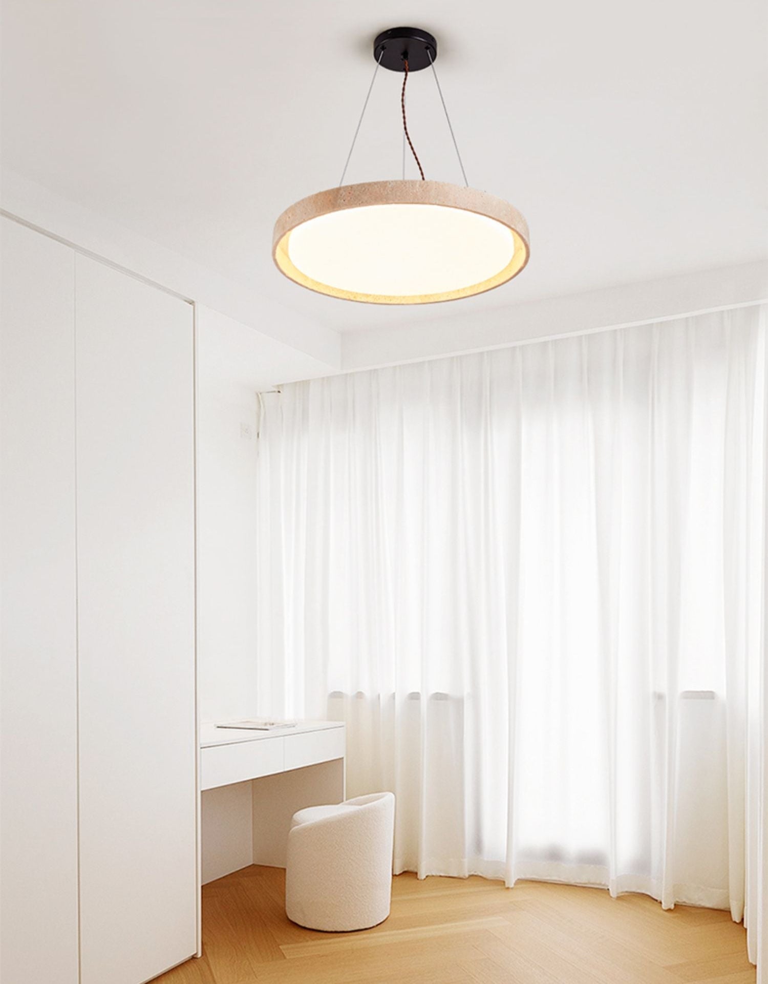 Seranena Travertine Circle LED Pendant Light
