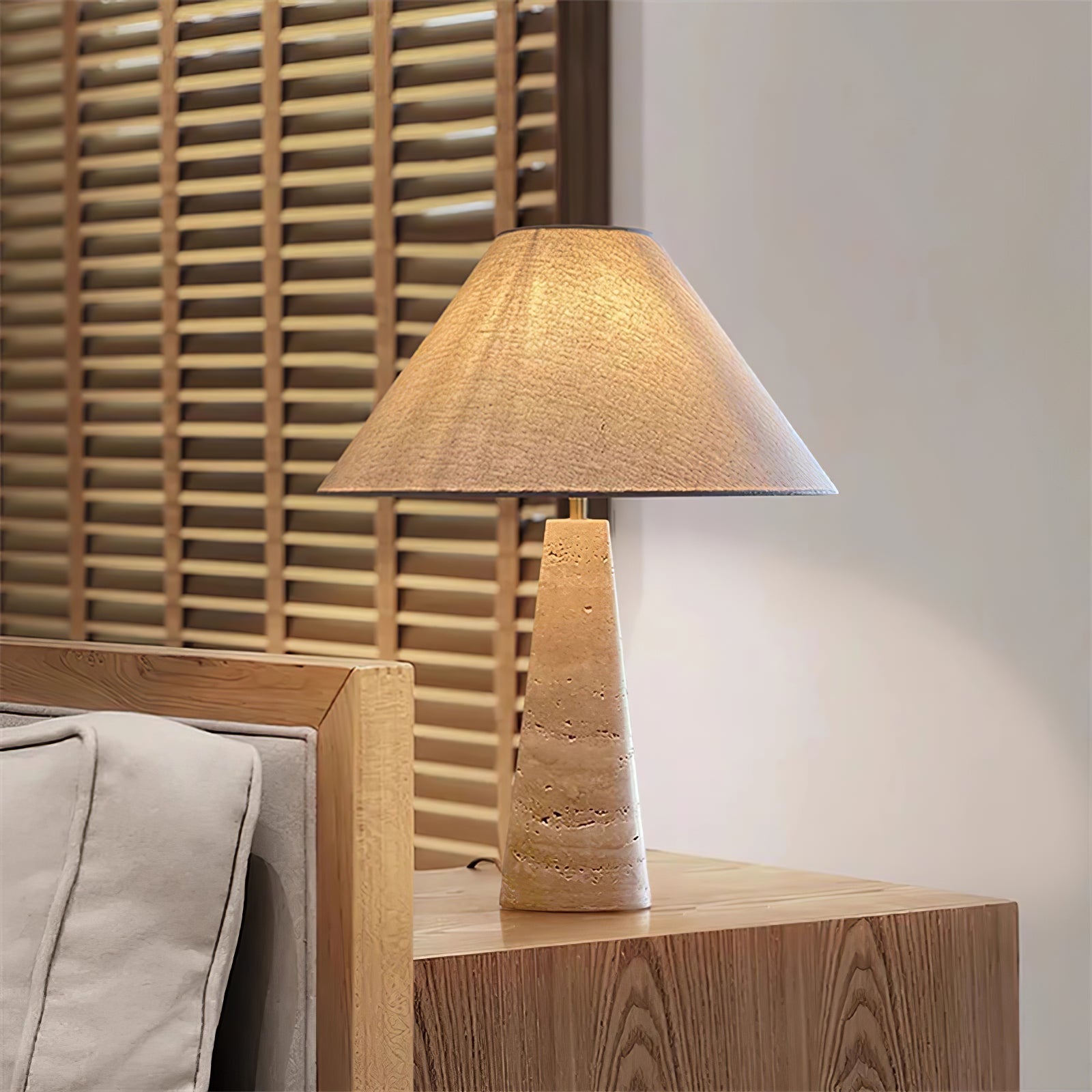 Tavarette Travertine Column Table Lamp