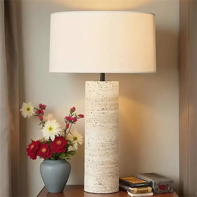 Tavarette Travertine Column Table Lamp