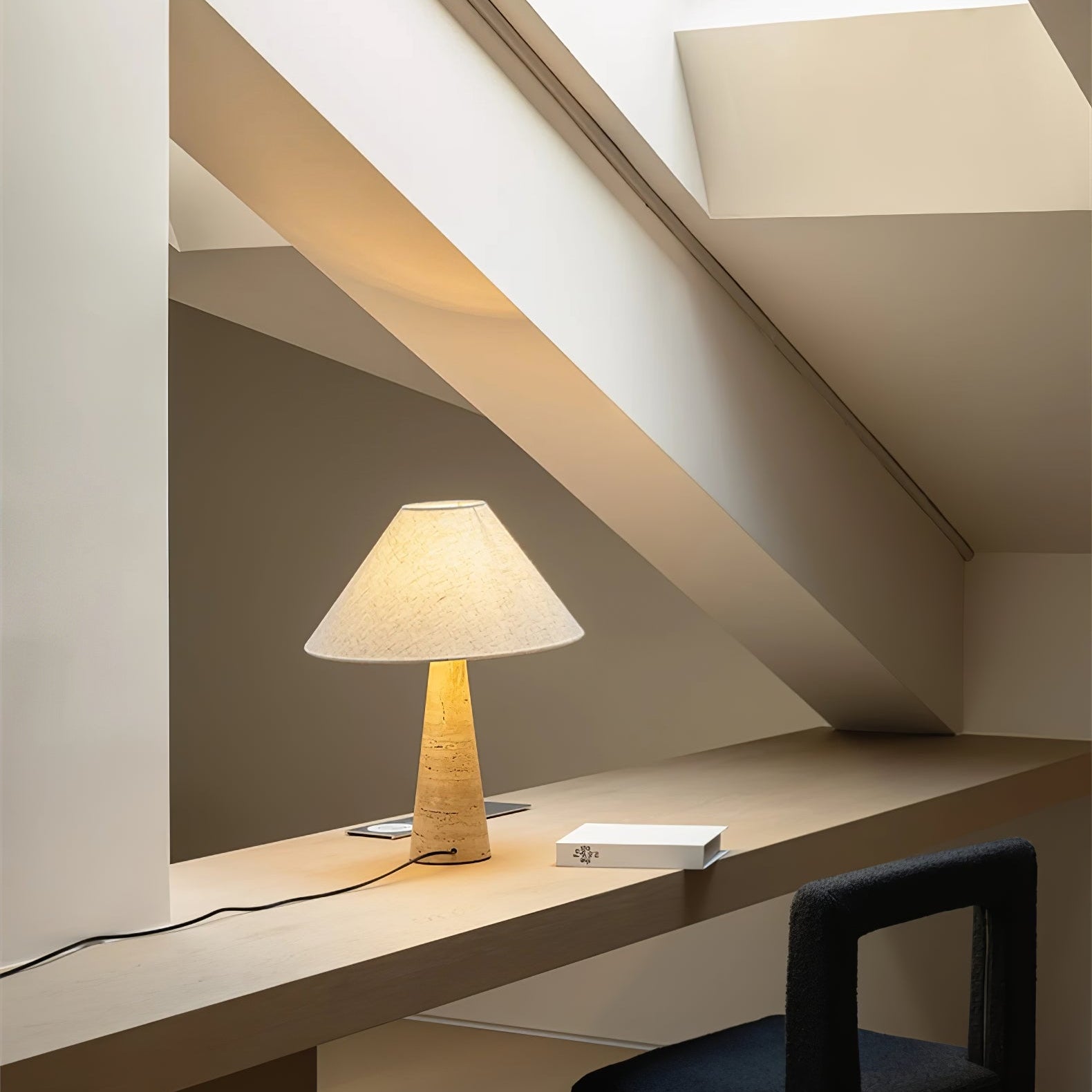 Tavarette Travertine Column Table Lamp