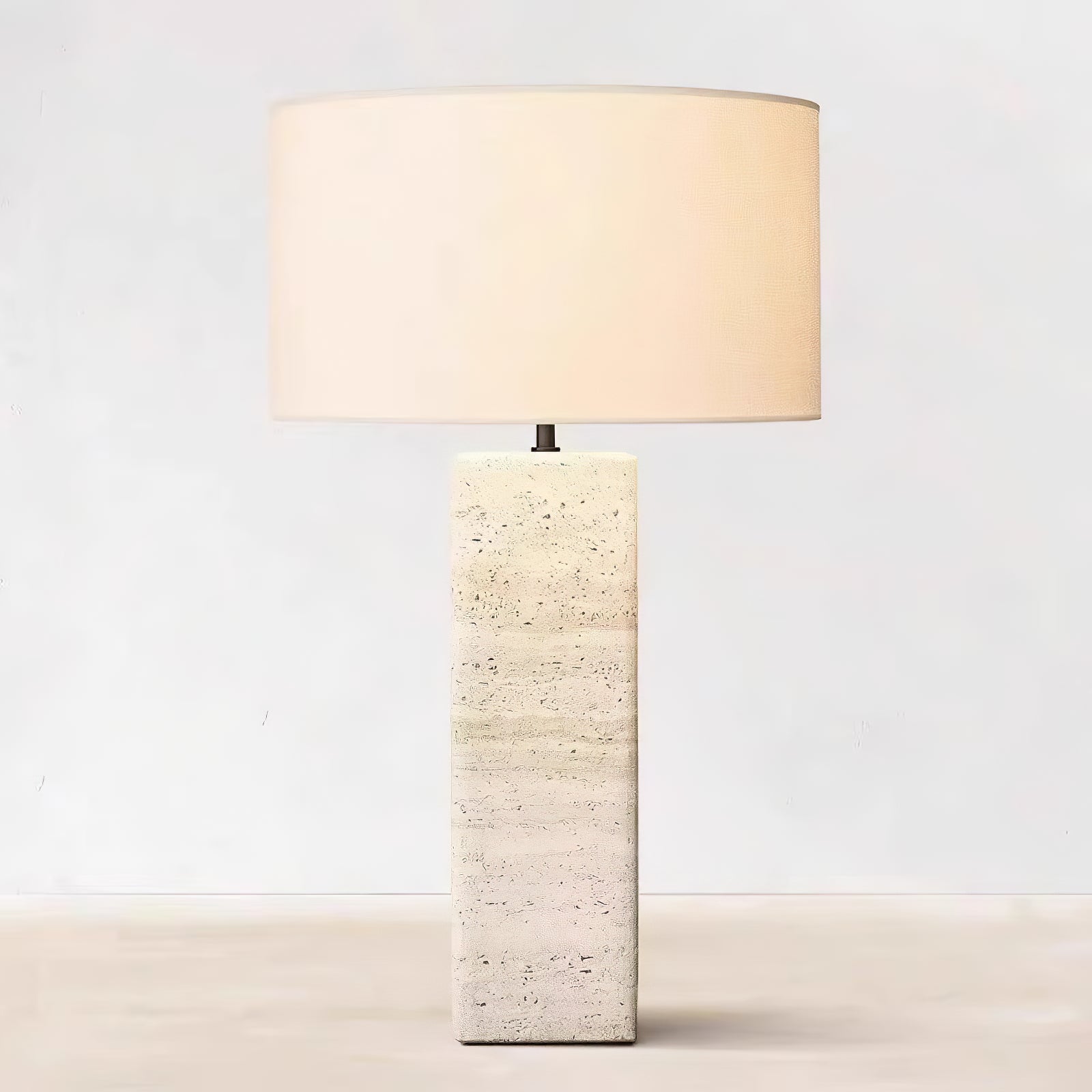 Tavarette Travertine Column Table Lamp