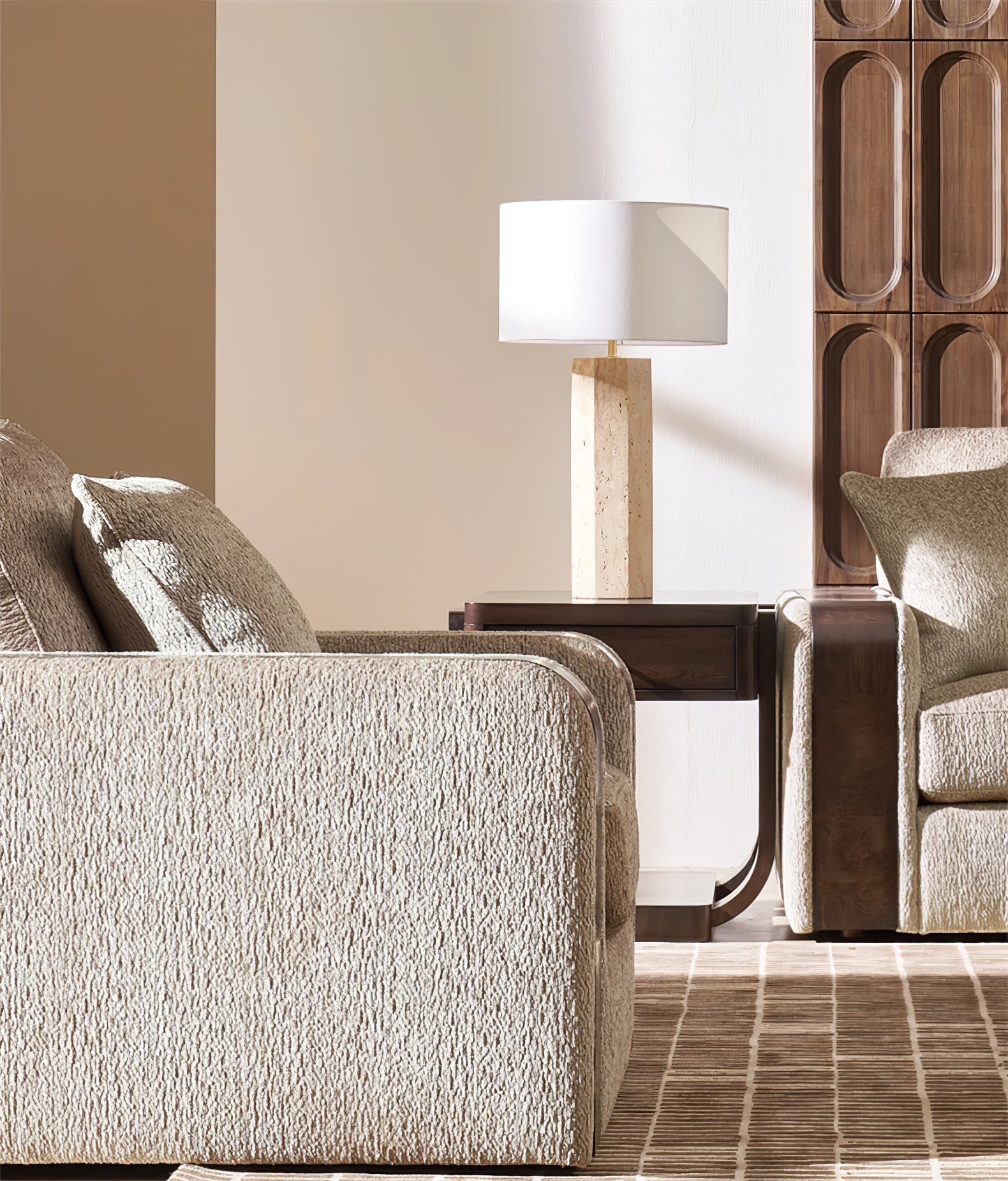 Tavarette Travertine Column Table Lamp