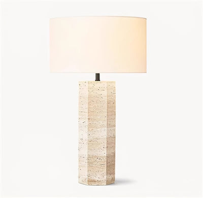 Tavarette Travertine Column Table Lamp