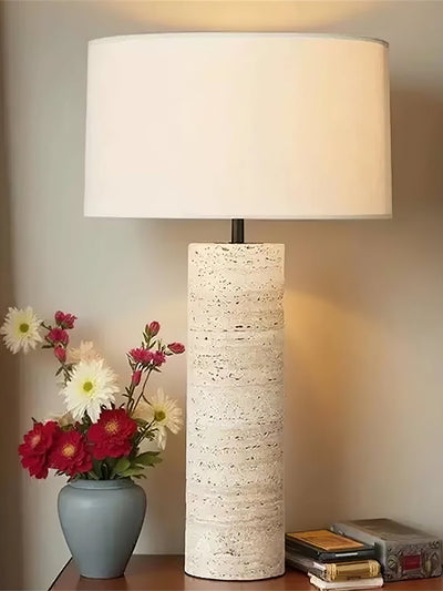 Tavarette Travertine Column Table Lamp