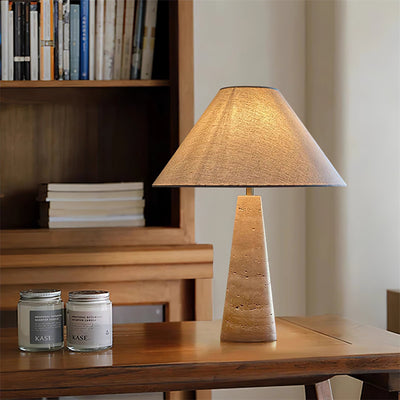Tavarette Travertine Column Table Lamp