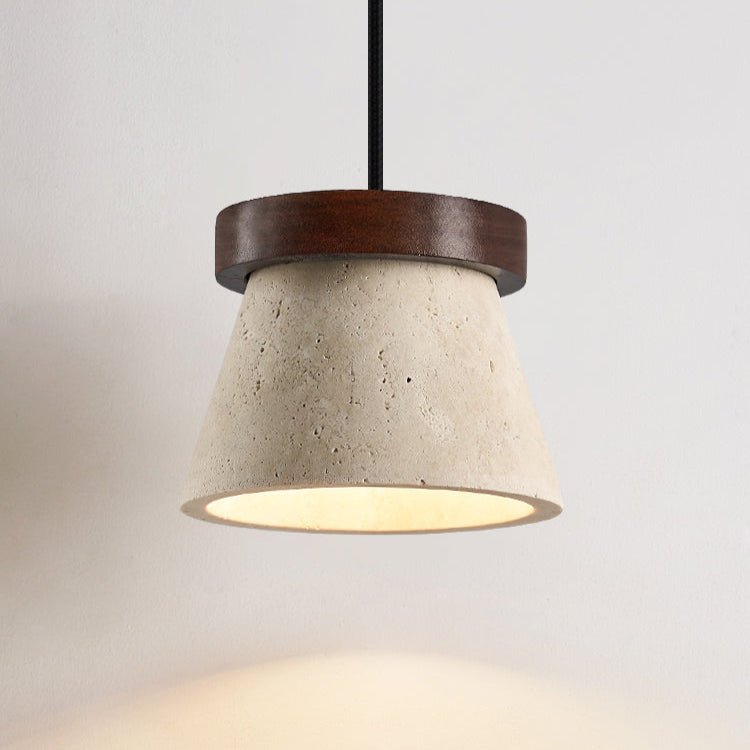 Valisielle Travertine Cone Ring Pendant Light
