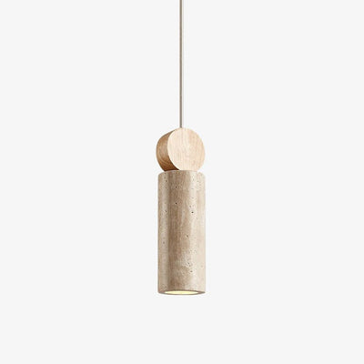 Ashton Travertine Cylinder Disc Pendant Light