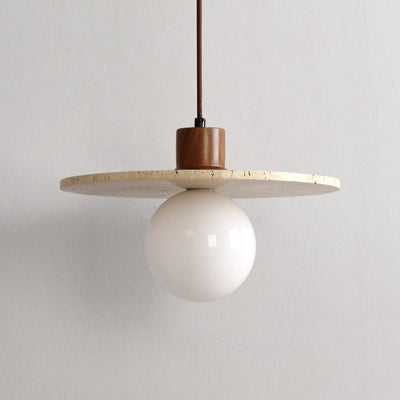 Tavuia Travertine Halo Pendant Light