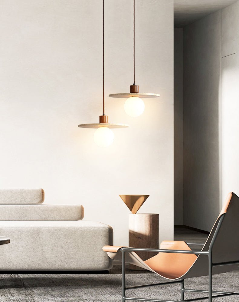 Tavuia Travertine Halo Pendant Light