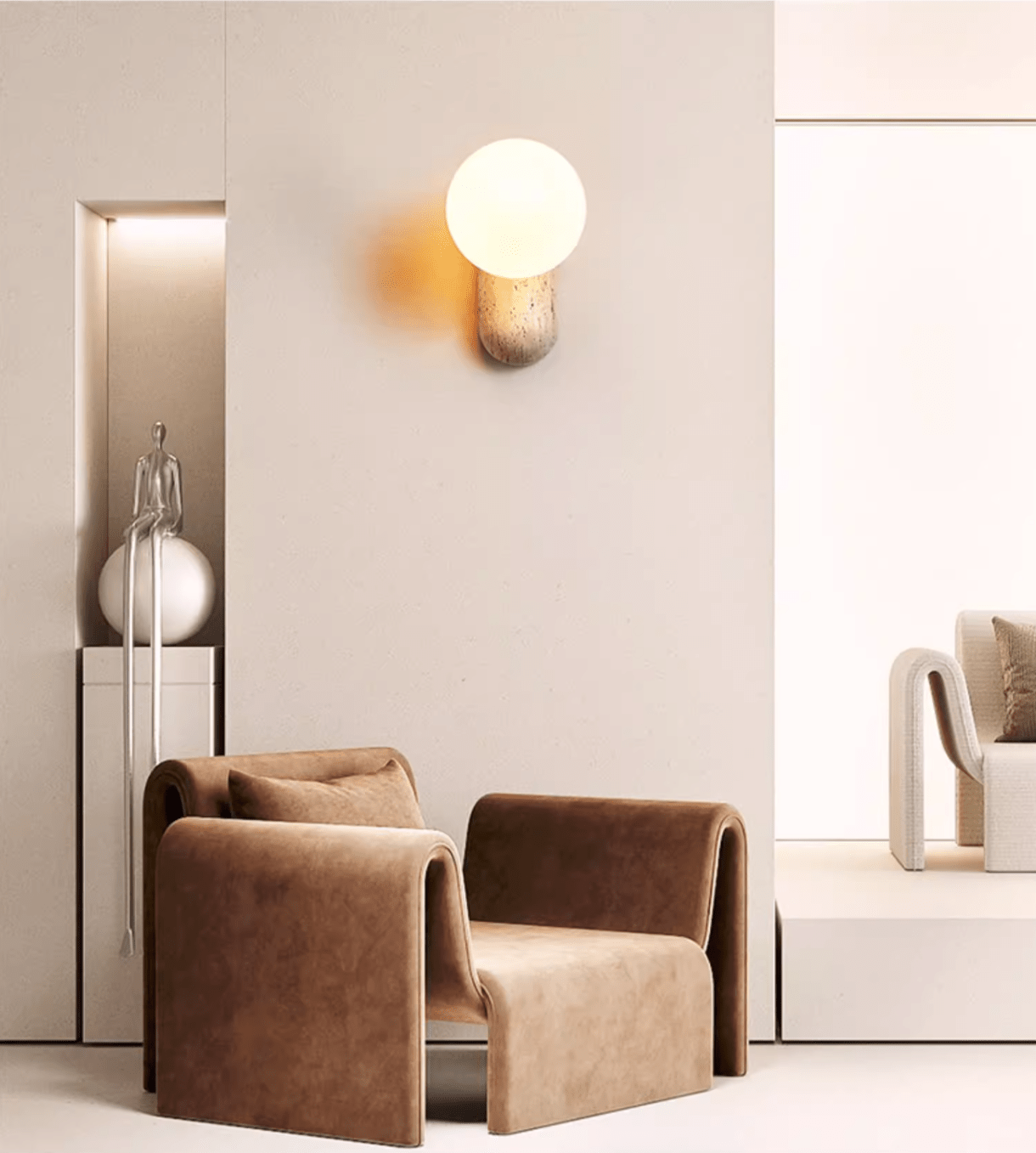 Aeralis Travetine Pebble Wall Light