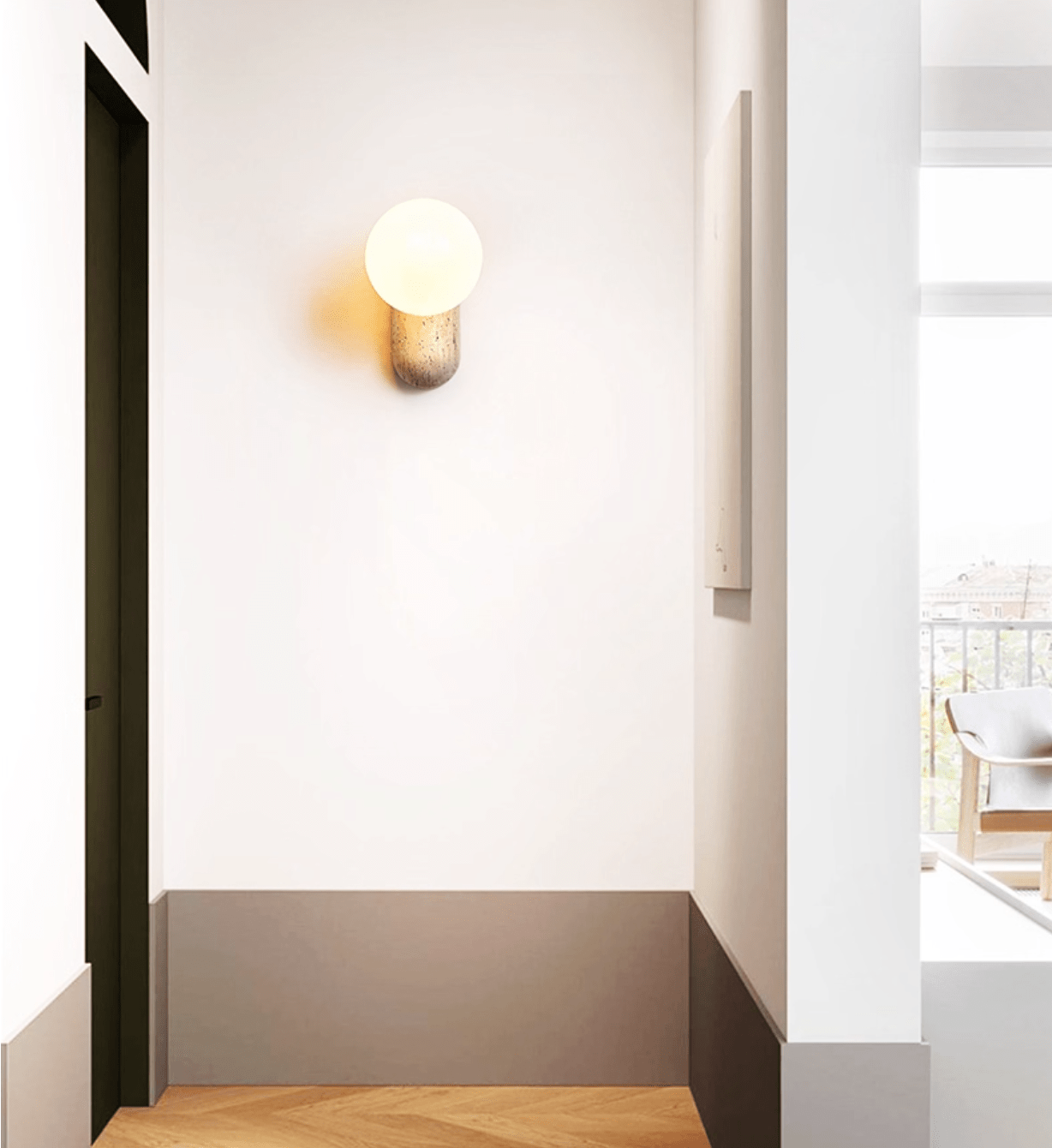 Aeralis Travetine Pebble Wall Light