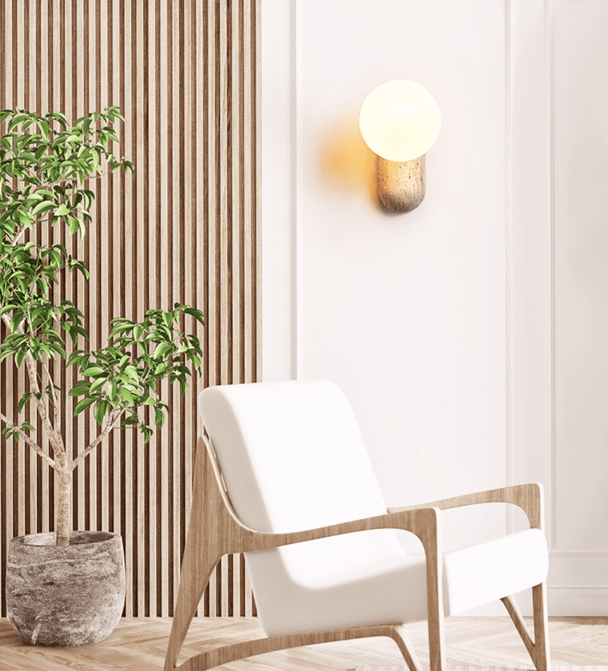 Aeralis Travetine Pebble Wall Light