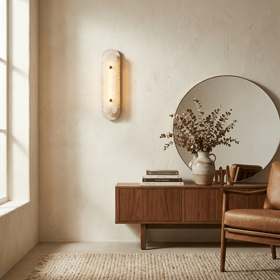 Travertine Alabaster Pill Wall Sconce