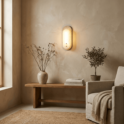 Travertine Alabaster Pill Wall Sconce