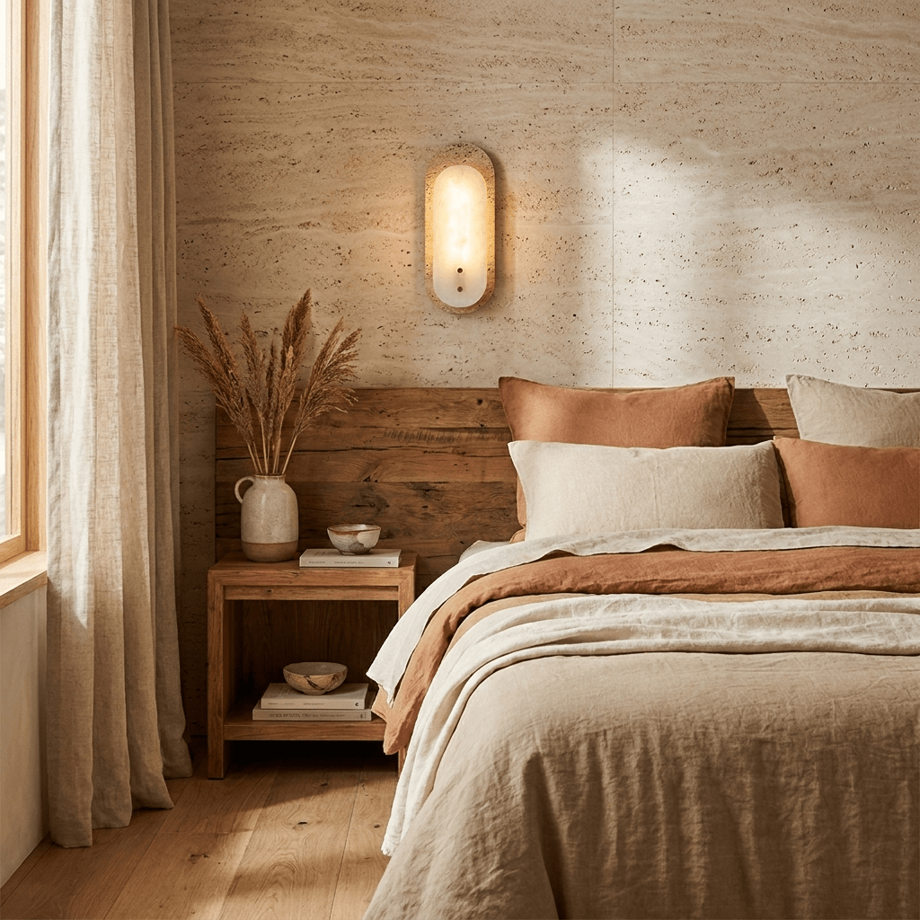 Travertine Alabaster Pill Wall Sconce