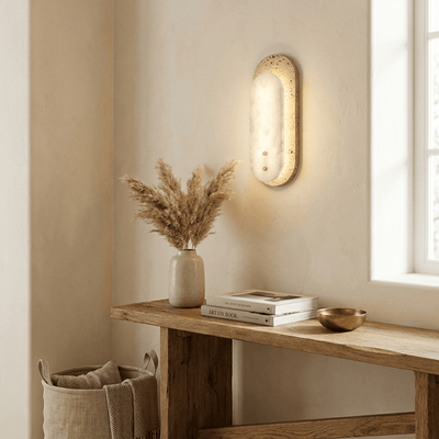 Travertine Alabaster Pill Wall Sconce