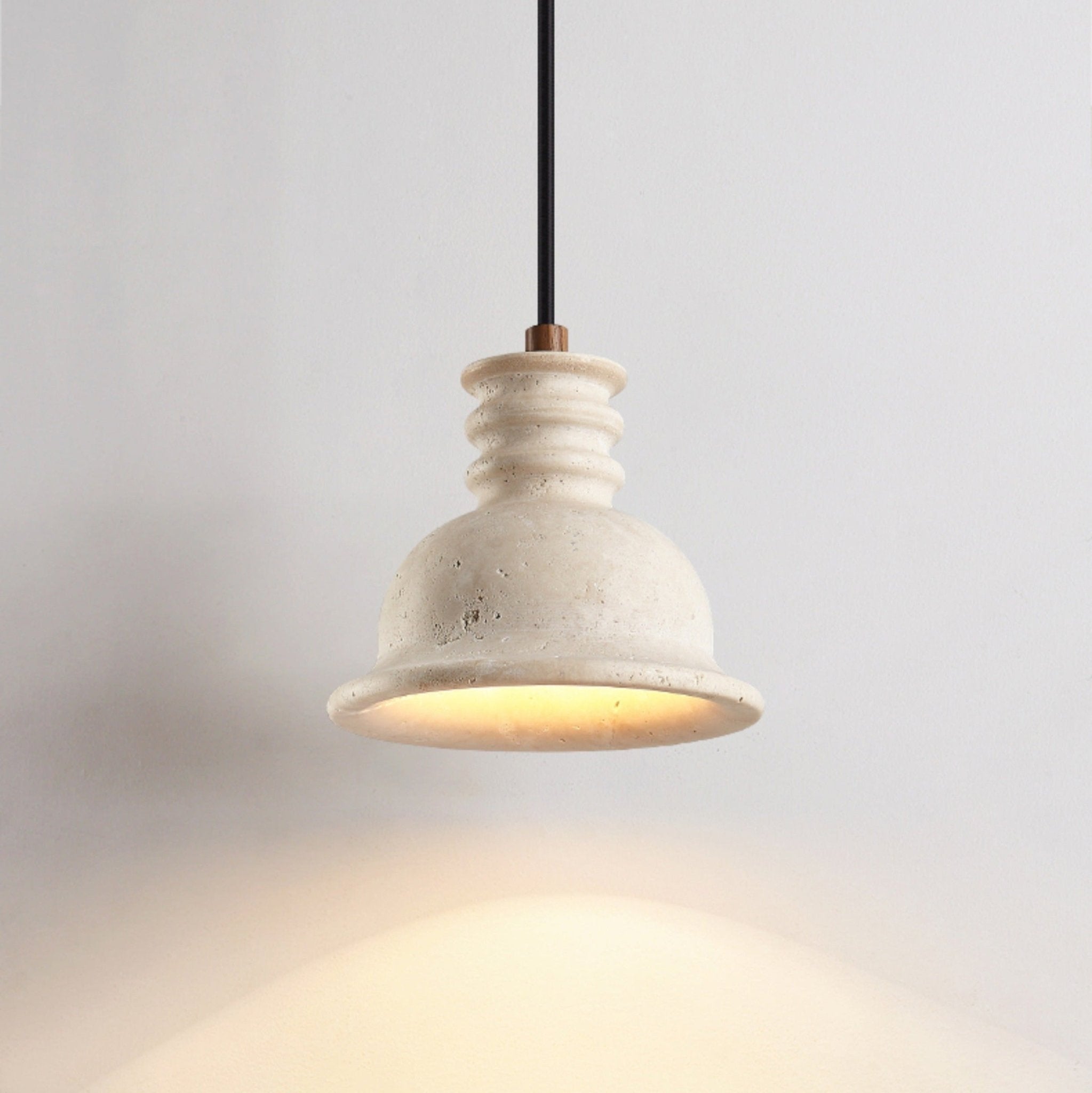 Harrow Travertine Ribbed Dome Pendant Light